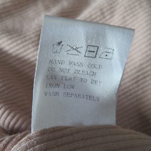 Superdown Revolve Bodysuit Top Halter Ribbed Stretch Open Back Size Medium Taupe - Picture 9 of 10